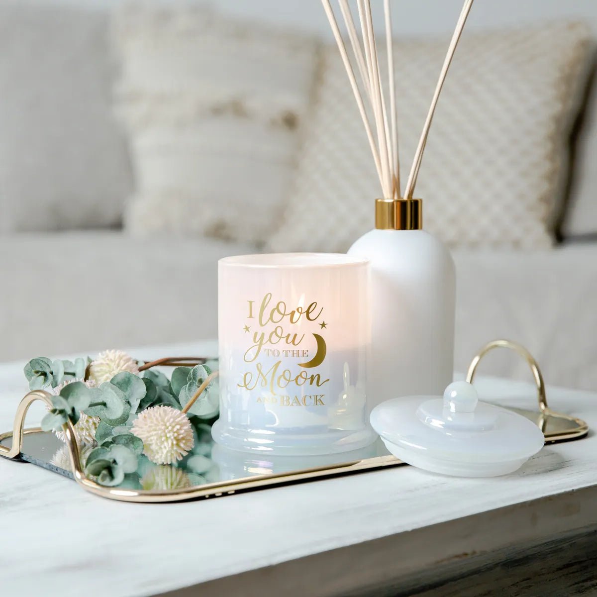 To the Moon Candle White - Coconut Soy with Gold Flakes - IMMORTALGLO.
