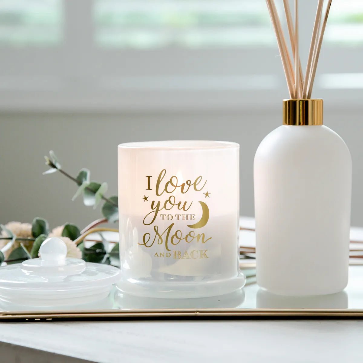 To the Moon Candle White - Coconut Soy with Gold Flakes - IMMORTALGLO.